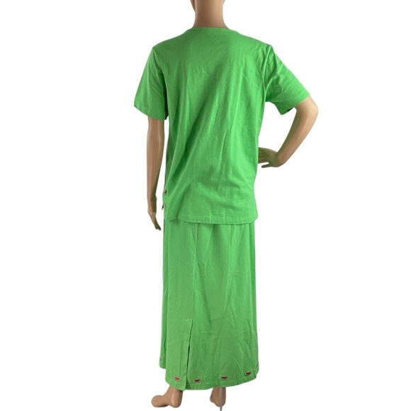 Quacker Factory Watermelon Embellished Green Top & Skirt Set M - Picture 5 of 6